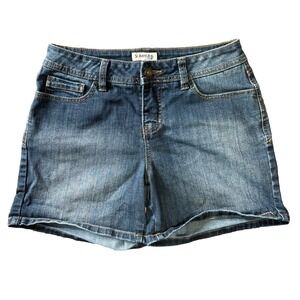 St Johns Bay Ladies Denim Shorts Size 4 Classic Cotton Blend Dark Stone Wash
